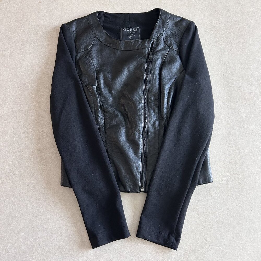 Guess Mixed Media Faux Leather Jacket ASO Katherine Pierce - Picture 3 of 11